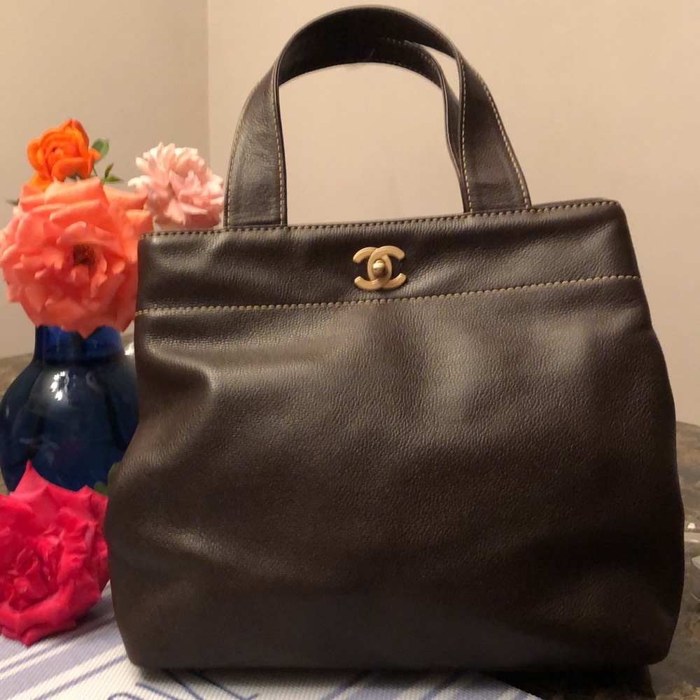 Chanel authentic vintage brown caviar tote.